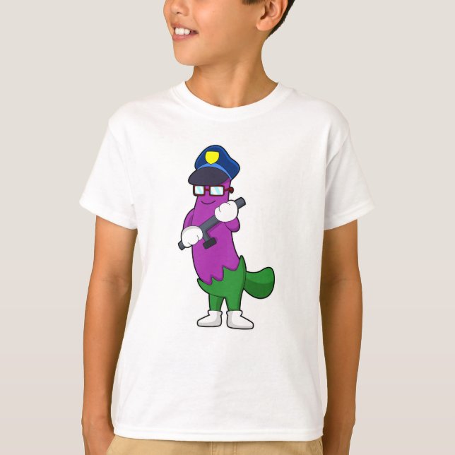 Eggplant as Police officer with Baton T-Shirt (Front)