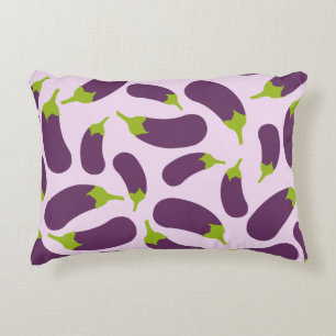 Eggplant Aubergine Purple Vegetable Pattern Design Accent Pillow