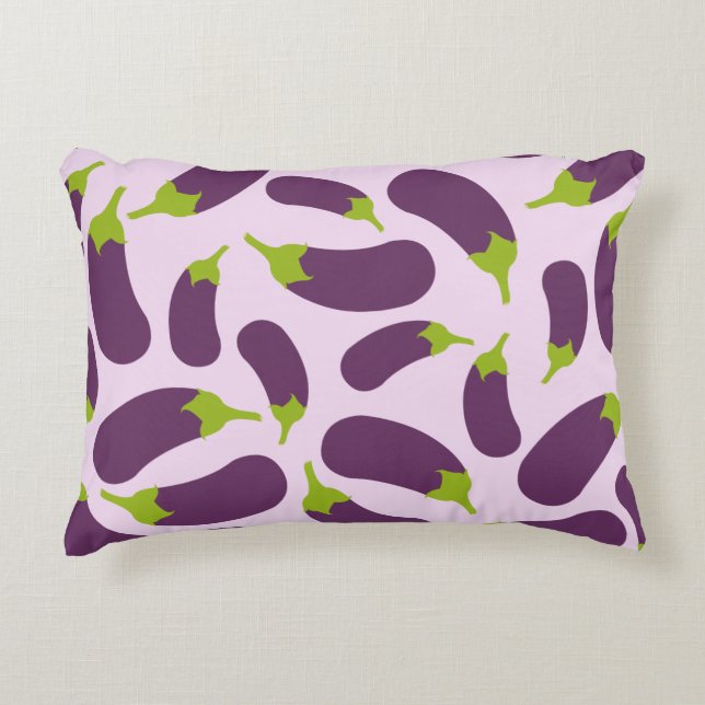 Eggplant Aubergine Purple Vegetable Pattern Design Accent Pillow (Front)