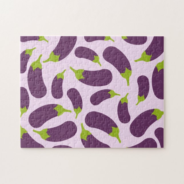 Eggplant Aubergine Purple Vegetable Pattern Design Jigsaw Puzzle (Horizontal)