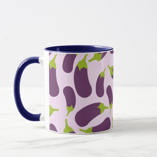 Eggplant Aubergine Purple Vegetable Pattern Design Mug (Left)