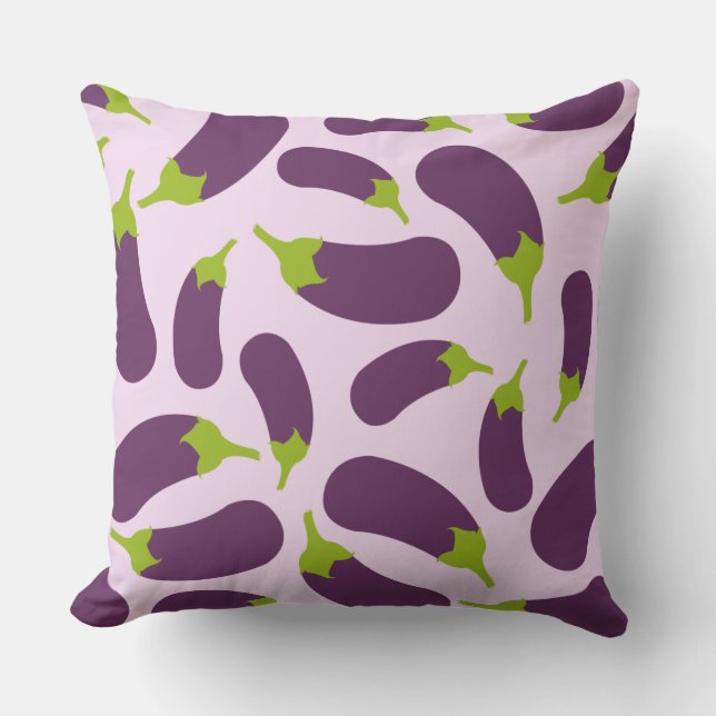 Eggplant Aubergine Purple Vegetable Pattern Design Throw Pillow (Front)
