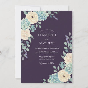 Eggplant Bountiful Winter Wedding Invitation