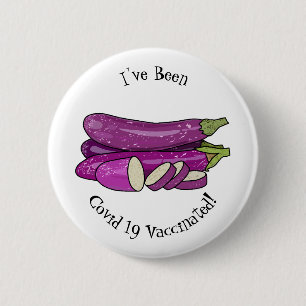 Eggplant cartoon illustration 2 inch round button