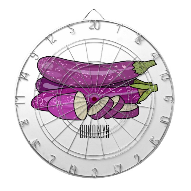 Eggplant cartoon illustration dartboard (Front)