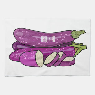 Eggplant cartoon illustration kitchen towel