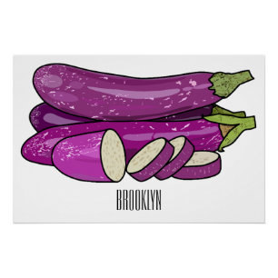 Eggplant cartoon illustration poster