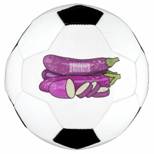 Eggplant cartoon illustration soccer ball