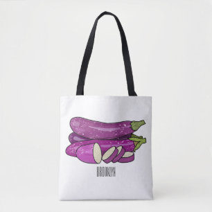 Eggplant cartoon illustration tote bag