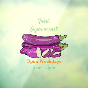 Eggplant cartoon illustration window cling