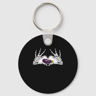 Eggplant Classic - Skeleton Hands Heart Keychain