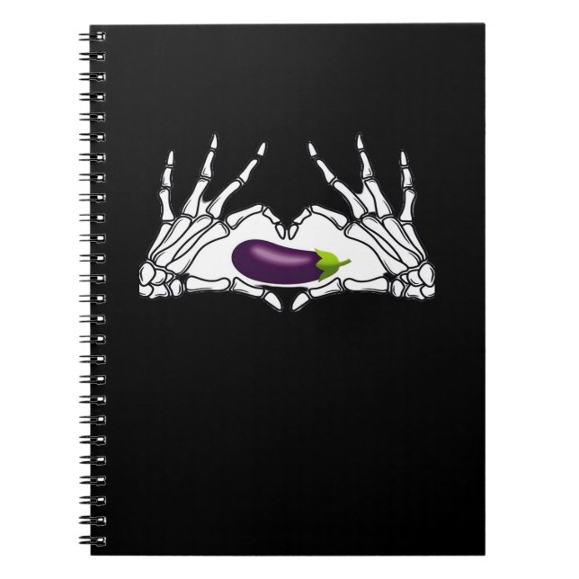 Eggplant Classic - Skeleton Hands Heart Notebook (Front)