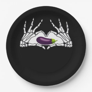 Eggplant Classic - Skeleton Hands Heart Paper Plate