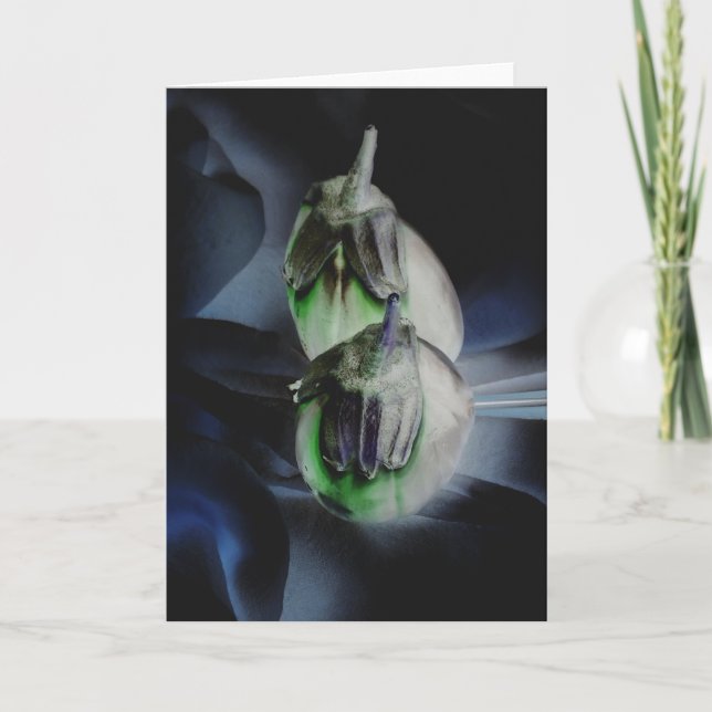 "Eggplant" Digitally Altered Eggplants Still Life Card (Front)
