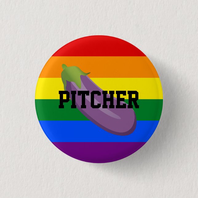 Eggplant Emoji Gay Top 1 Inch Round Button (Front)