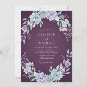 Eggplant Flourishing Floral Wedding Invitation