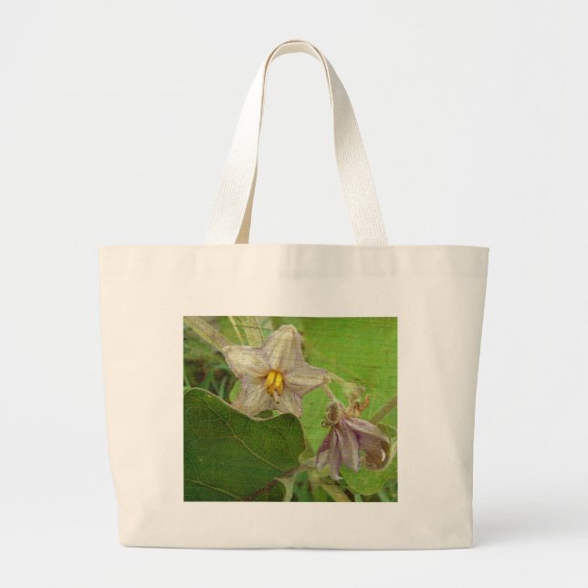 Eggplant Flowers Large Tote Bag (Front)