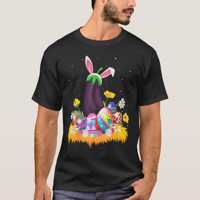 Eggplant Fruit   Easter Egg Funny Eggplant Easter  T-Shirt (Front)