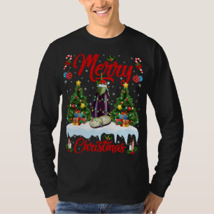 Eggplant Fruit Lover Xmas Lighting Santa Eggplant T-Shirt