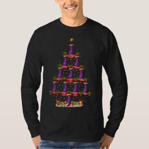 Eggplant Fruit Xmas Tree Lighting Eggplant Christm T-Shirt