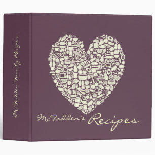 Eggplant & Ivory Heart Recipe Binder