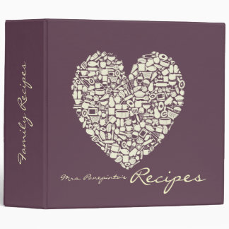 Eggplant & Ivory Heart Recipe Binder