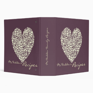 Eggplant & Ivory Heart Recipe Binder