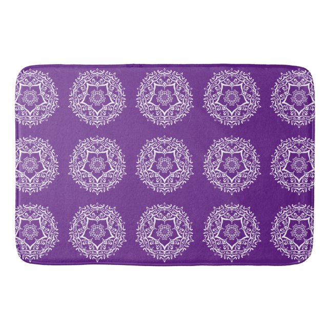 Eggplant Mandala Bath Mat (Front)