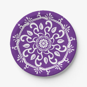 Eggplant Mandala Paper Plate