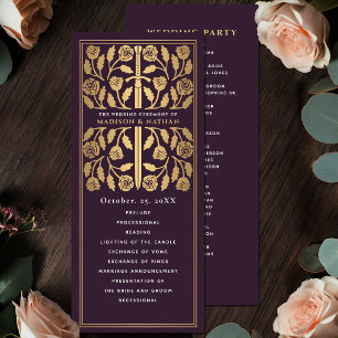 Eggplant Medieval Gold Sword Royal Wedding Program