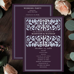 Eggplant Medieval Silver Sword Royal Wedding Program
