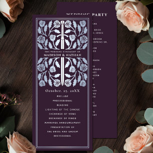 Eggplant Medieval Silver Sword Royal Wedding Program