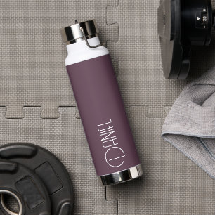 Eggplant Modern Typography Personalized Water Bottle