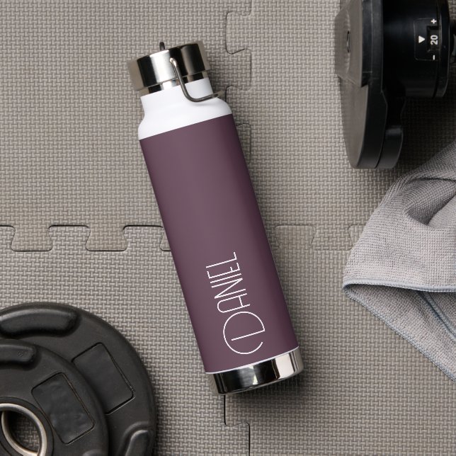 Eggplant Modern Typography Personalized Water Bottle (Gym)