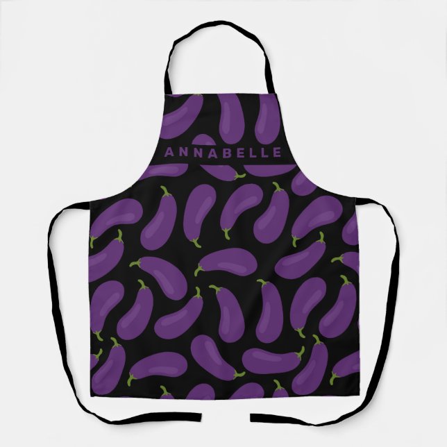 Eggplant Pattern Personalize Apron (Front)