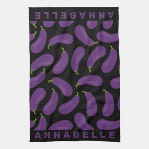 Eggplant Pattern Personalize Kitchen Towel