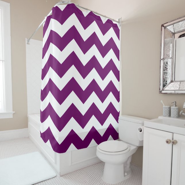 Eggplant Purple and White Large Chevron Pattern (In Situ)