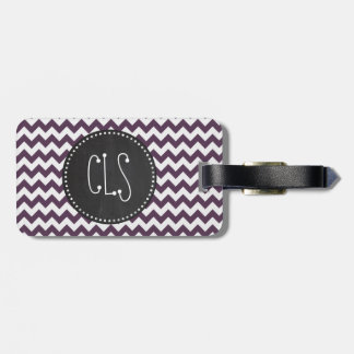 Eggplant Purple Chevron; Retro Chalkboard Luggage Tag