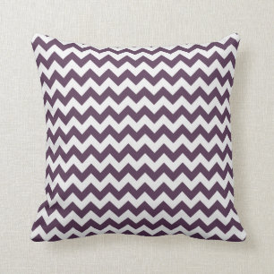 Eggplant Purple Chevron; zig zag Throw Pillow