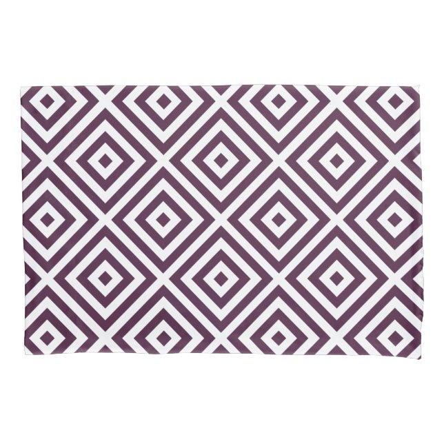 Eggplant Purple Diamond Pattern Pillow Case (Front-Left)