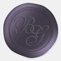 Eggplant Purple Double Monogram Wax Seal Stickers