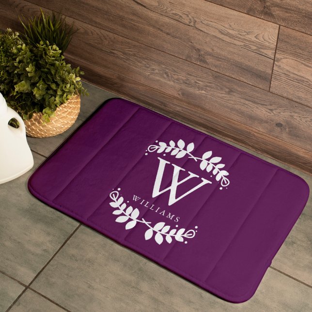 Eggplant Purple Monogram Bath Mat (Creator Uploaded)