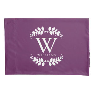 Eggplant Purple Monogrammed Pillowcase