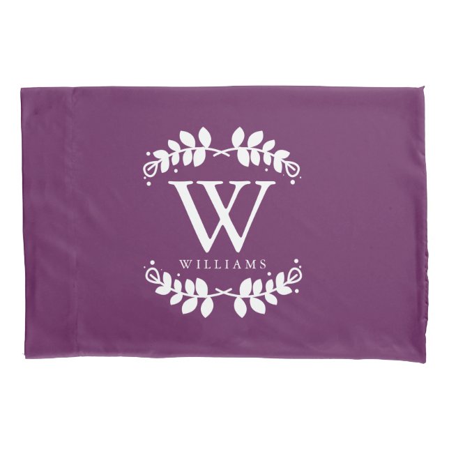 Eggplant Purple Monogrammed Pillowcase (Front)