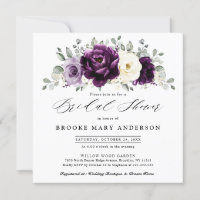 Eggplant Purple Plum Ivory White Bridal Shower