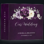 Eggplant Purple Plum Ivory White Floral Wedding 3  Binder<br><div class="desc">Elegant floral midsummer wedding photo album binder features a bouquet of watercolor roses peonies in shades of purple plum, champagne ivory floral and sage , lush green botanical eucalyptus leaves. Please find more matching designs and variations from my "blissweddingpaperie" store. And feel free to contact me for further customization or...</div>
