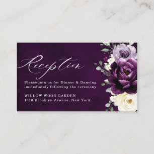 Eggplant Purple Plum Ivory White Floral Wedding En Enclosure Card