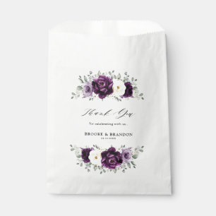 Eggplant Purple Plum Ivory White Floral Wedding Favour Bag