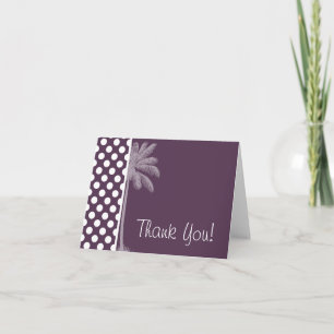 Eggplant Purple Polka Dots; Summer Palm Thank You Card