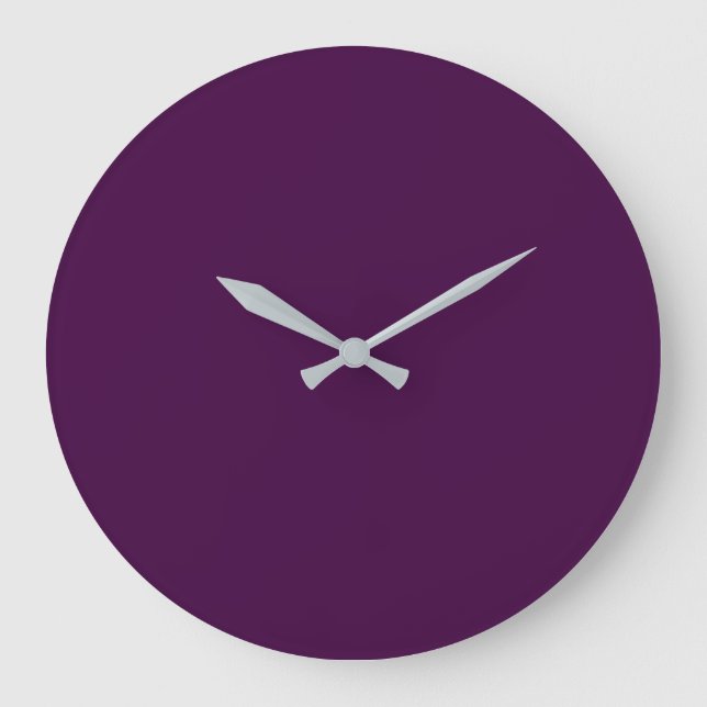 Eggplant Purple Solid Colour Large Clock (Front)